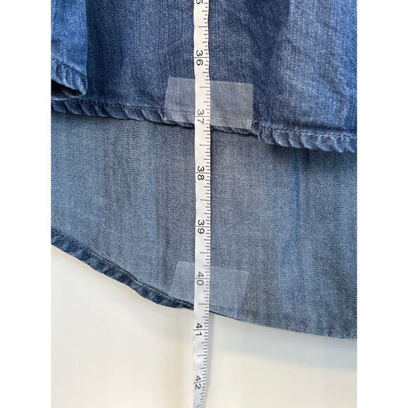 Time And Tru Womens L(12-14) Blue Chambray Pockets VNeck LongSleeve Hobo Dress - Picture 5 of 8